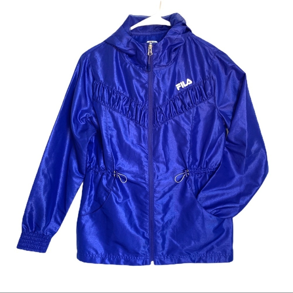 FILA Shiny Blue Lightweight Windbreaker Jacket XS‎